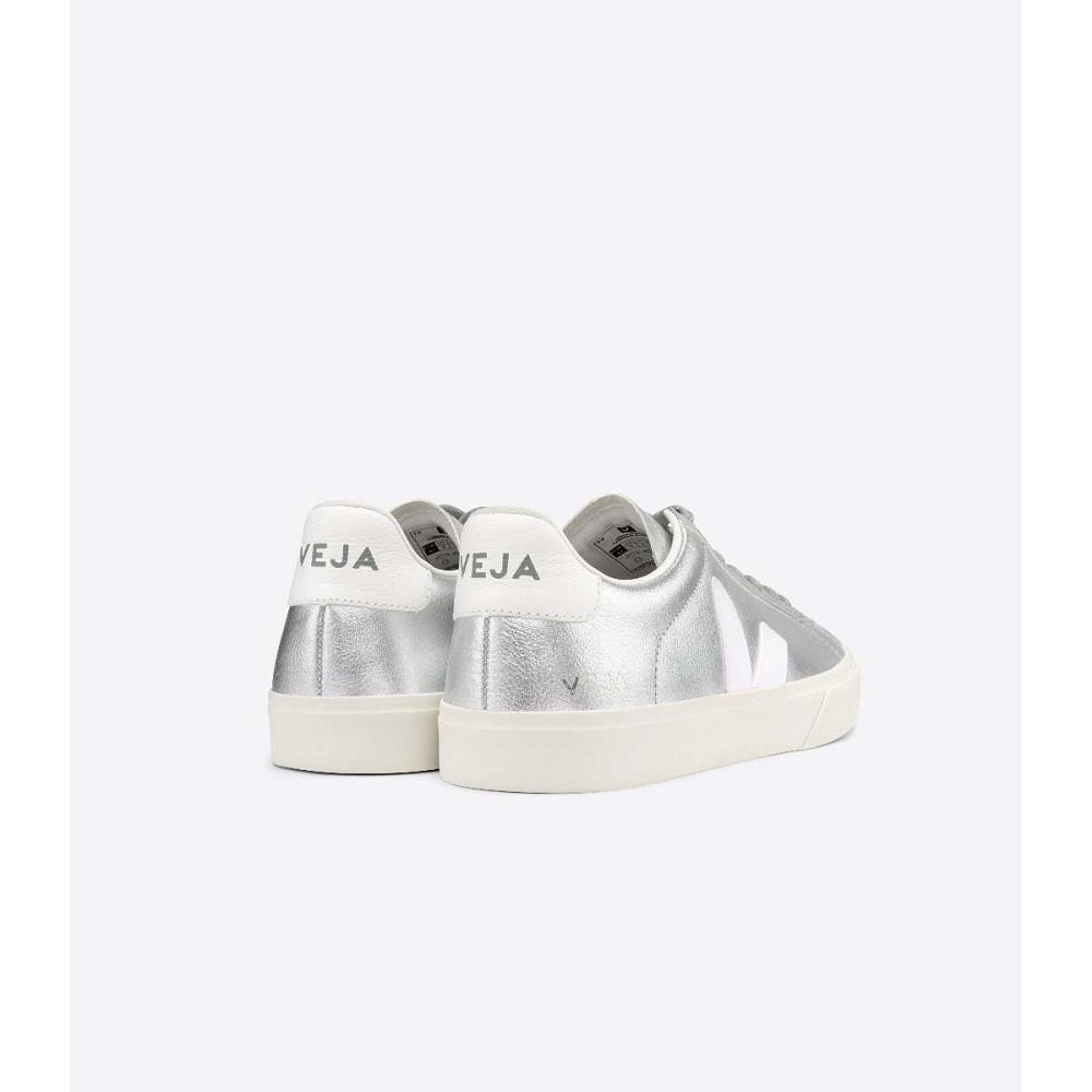 Veja CAMPO CHROMEFREE Low Tops Sneakers Dames Zilver | BE 600AHK